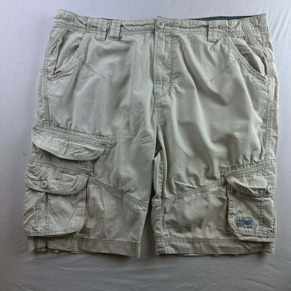 Point Zero Cargo Shorts Size 40 Beige Cotton Multi-Pocket